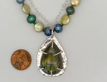 Load image into Gallery viewer, Pearl and labradorite necklace
