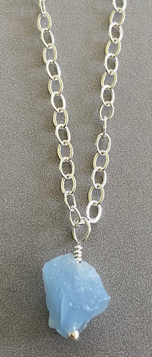Aquamarine (March) and sterling silver necklace