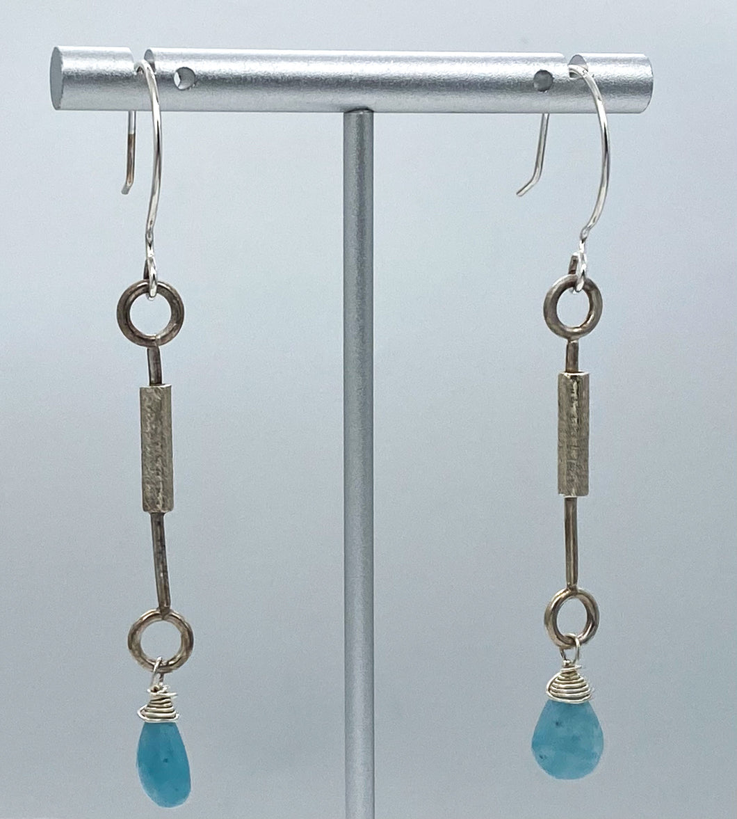 Blue quartz and silver earrings