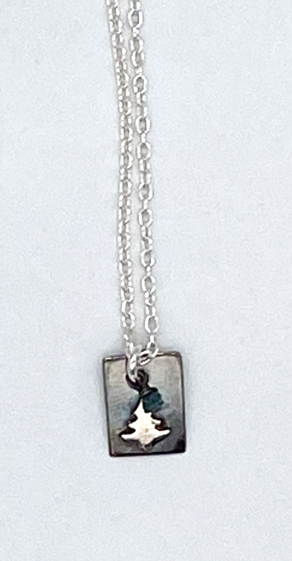 Silver and diamond tree necklace