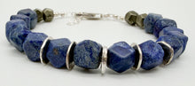 Load image into Gallery viewer, Lapis, pyrite, and silver bracelet
