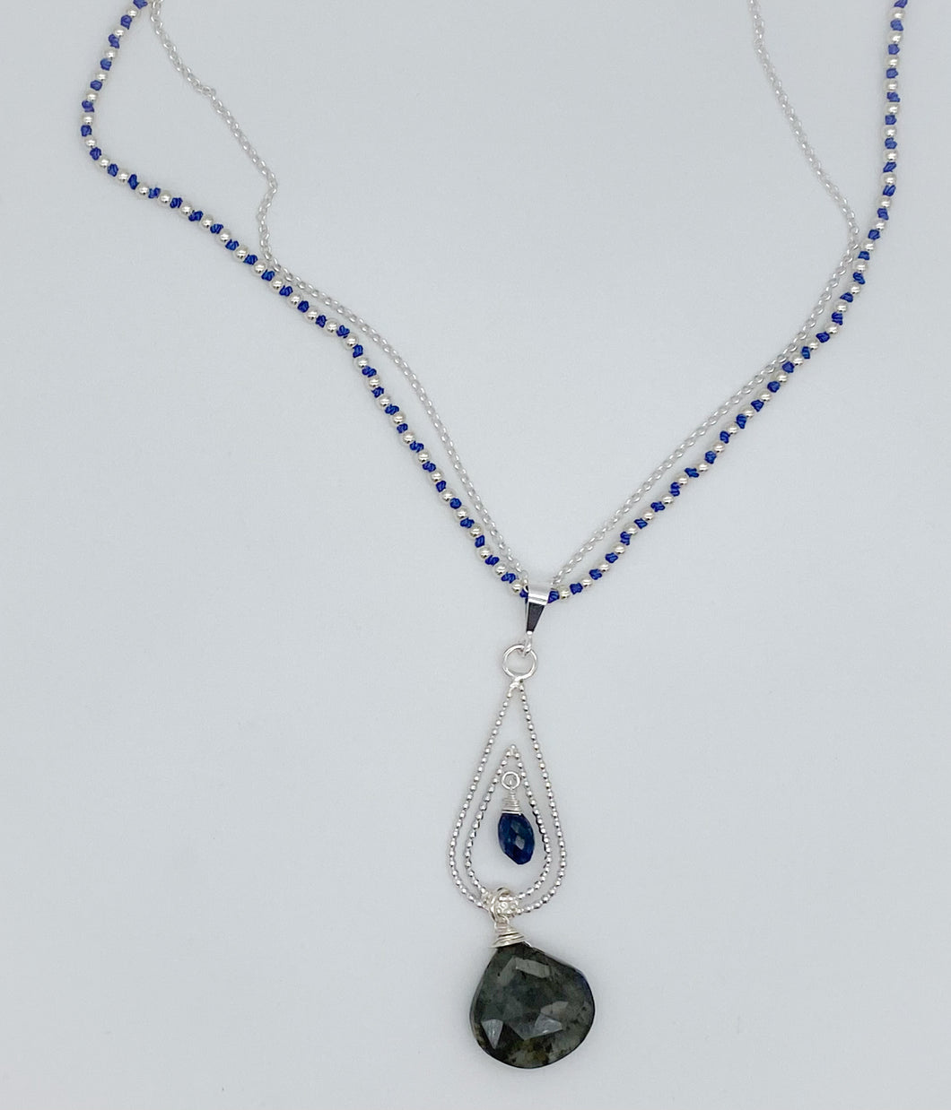 Labradorite, kyanite and silver necklace