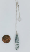 Load image into Gallery viewer, Moss agate, rainbow moonstone, and silver necklace
