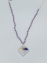 Load image into Gallery viewer, Rainbow moonstone, pink tourmaline, citrine, and kyanite necklace
