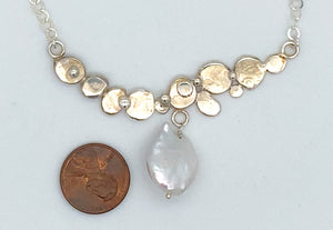Recycled silver and pearl necklace
