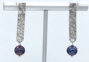 Pearl and silver earrings