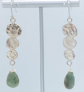 Emerald and silver earrings