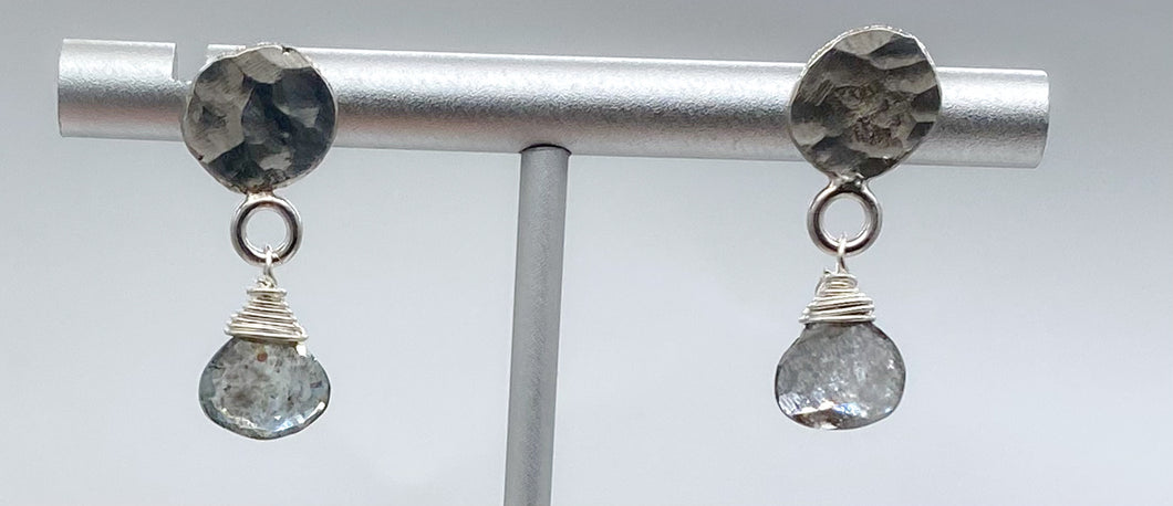 Moss aquamarine and silver earrings ￼
