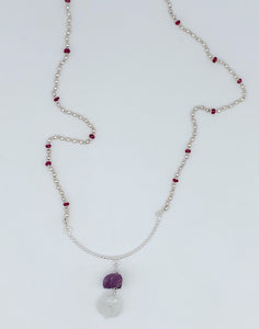 Ruby and rainbow moonstone necklace