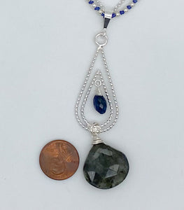 Labradorite, kyanite and silver necklace