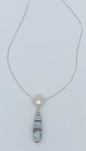 Load image into Gallery viewer, Pearl, opal , and silver necklace
