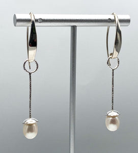 Pearl and silver earrings