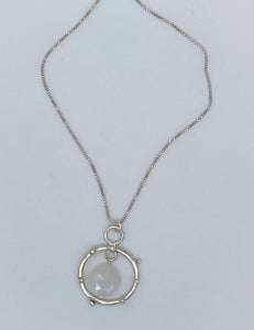 Rainbow moonstone and silver necklace