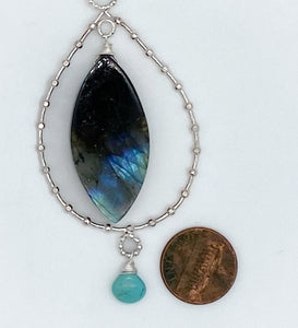 Labradorite, sleeping beauty turquoise, and silver necklace