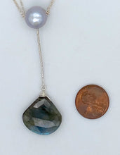 Load image into Gallery viewer, Pearl, labradorite, and silver necklace
