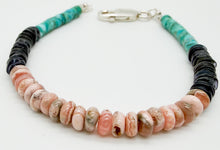 Load image into Gallery viewer, Turquoise, iolite, and rhodonite bracelet
