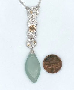 Chalcedony, gold, and silver necklace ￼