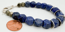 Load image into Gallery viewer, Lapis, pyrite, and silver bracelet

