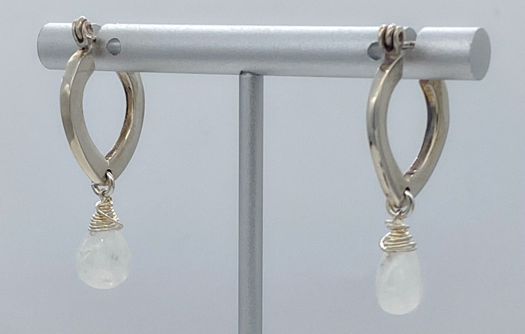Rainbow moonstone and silver earrings
