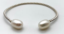 Load image into Gallery viewer, Pearl and silver cuff bracelet
