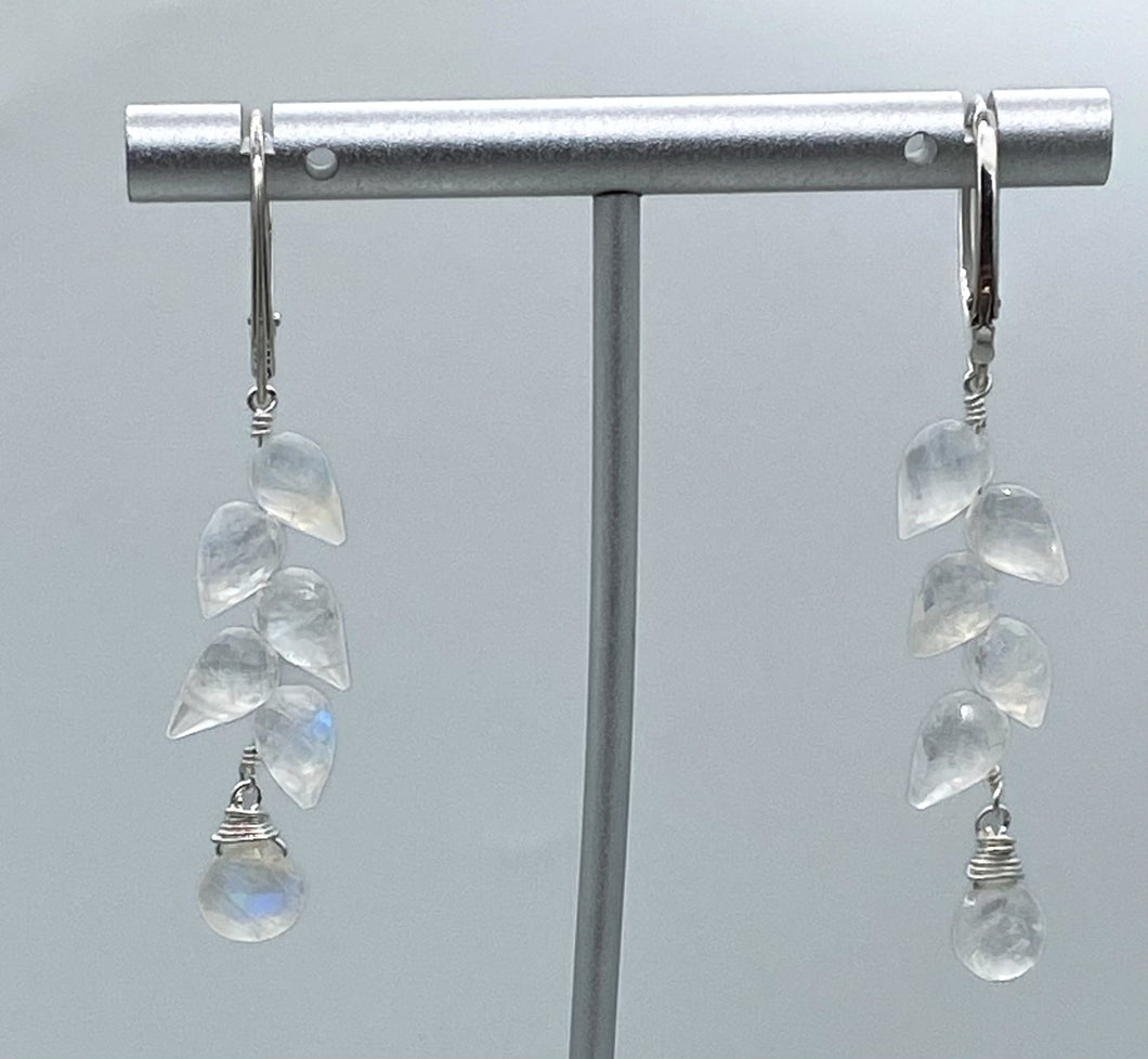 Rainbow moonstone and silver earrings