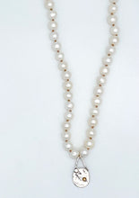 Load image into Gallery viewer, Pearl, silver, and 14 karat gold necklace
