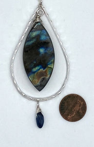 Labradorite, kyanite, and silver necklace