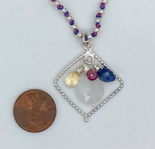Load image into Gallery viewer, Rainbow moonstone, pink tourmaline, citrine, and kyanite necklace
