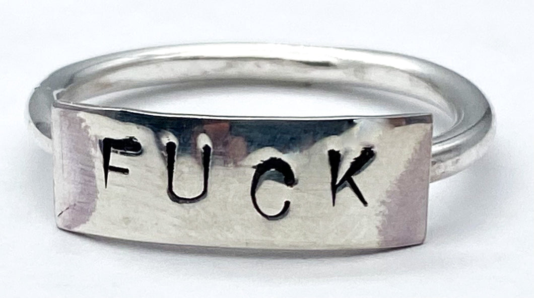 Sterling silver stamped ring