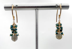 Labradorite and diamond earrings