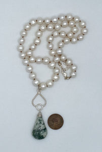 Pearl and moss agate necklace