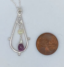Load image into Gallery viewer, Opal, ruby, and silver necklace
