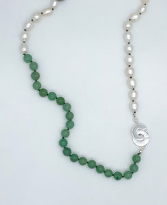 Pearl and aventurine necklace