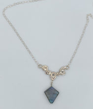 Load image into Gallery viewer, Recycled silver and labradorite necklace
