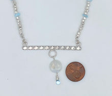 Load image into Gallery viewer, Sky blue topaz, rainbow moonstone, and Thai silver necklace
