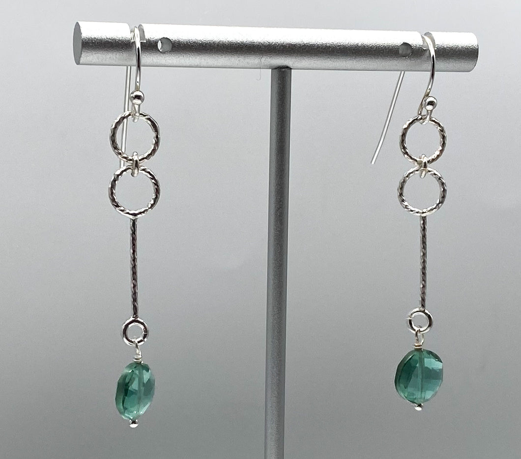 Green hydro and silver earrings