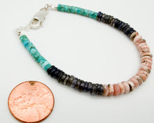 Load image into Gallery viewer, Turquoise, iolite, and rhodonite bracelet
