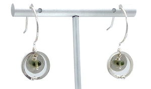 Moldavite and silver earrings
