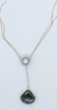 Load image into Gallery viewer, Pearl, labradorite, and silver necklace
