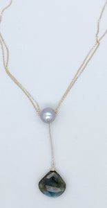 Pearl, labradorite, and silver necklace