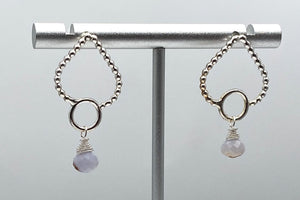 Blue lace agate and silver earrings