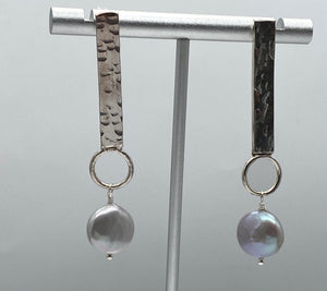 Pearl and silver earrings