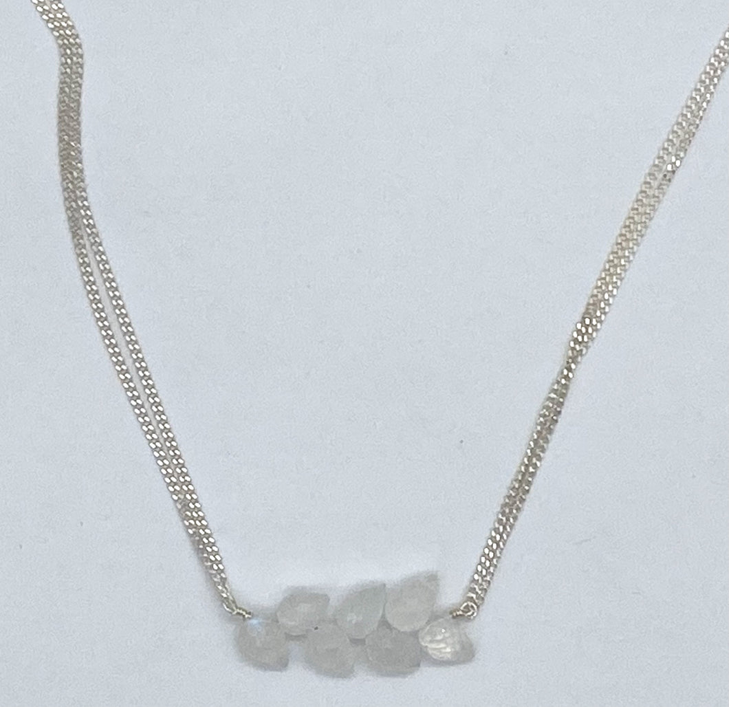 Rainbow moonstone and silver necklace