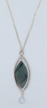 Load image into Gallery viewer, Labradorite, rainbow moonstone, and silver necklace
