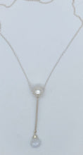 Load image into Gallery viewer, Pearl, rainbow moonstone, and silver necklace
