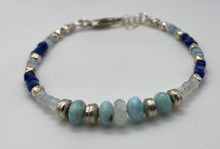 Load image into Gallery viewer, Larimar, lapis, amazonite bracelet
