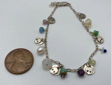 Load image into Gallery viewer, Sterling silver and gemstone charm bracelet

