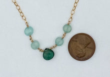 Load image into Gallery viewer, Peruvian chalcedony, indicolite quartz, and gold necklace
