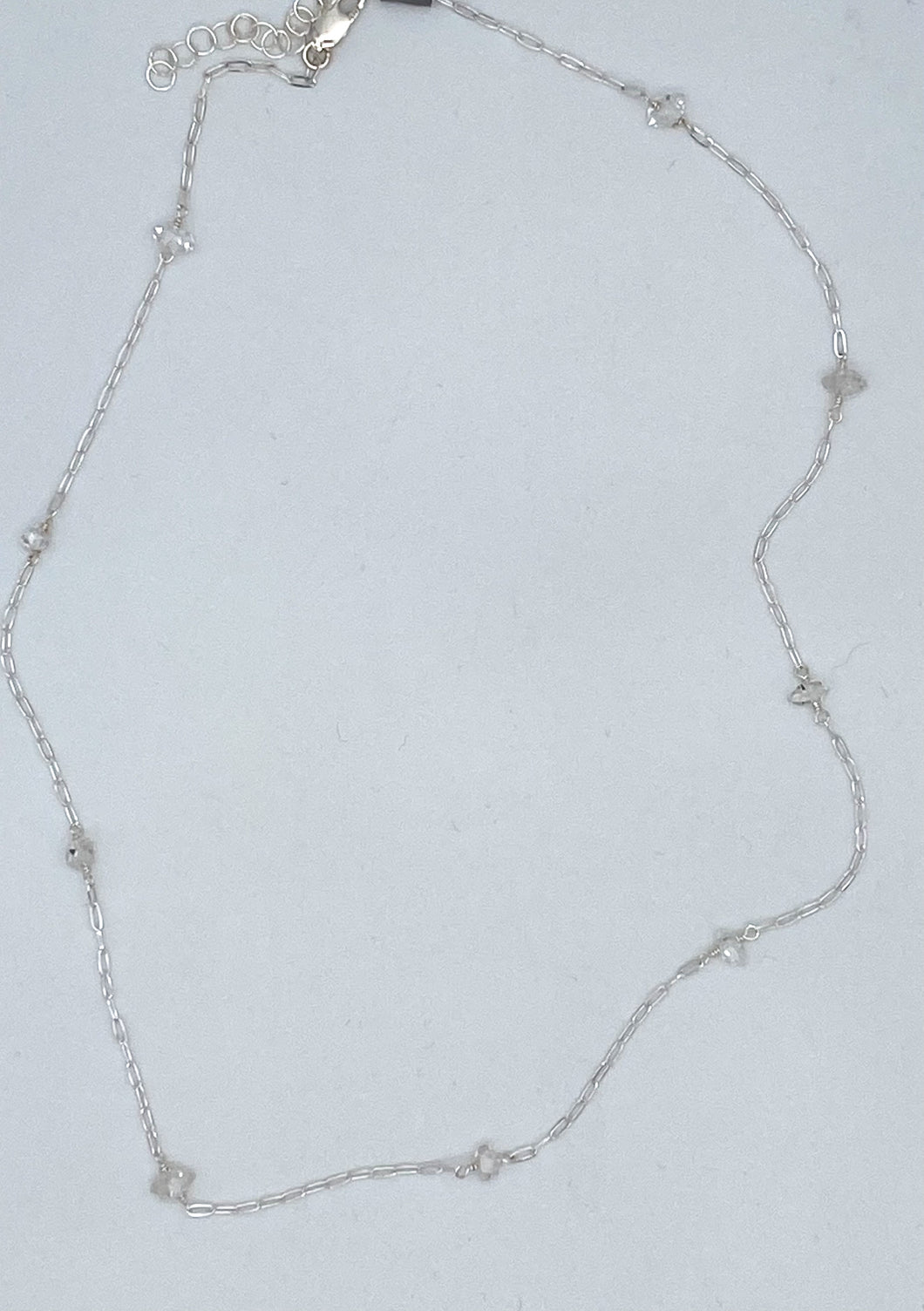 Herkimer diamond and silver necklace