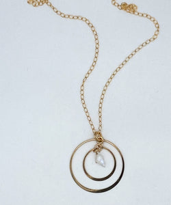 Rainbow moonstone and gold necklace
